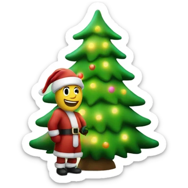glowing christmas tree with sant sticker