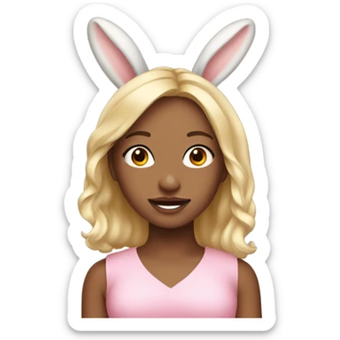 Cute blonde girl with bunny ears sticker