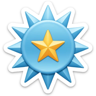 A high-resolution 2D icon of an Instagram-style verified badge. A vibrant light blue rounded-point starburst shape (rosette) with a clean, thick white checkmark in the center.  sticker