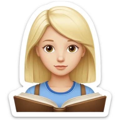 pretty light blonde girl barbie reading huge philosophy book sticker