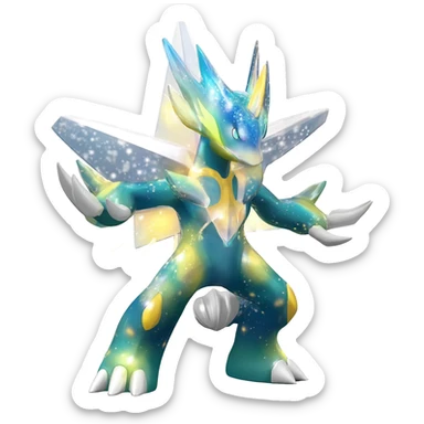 Shiny Starry Dialga-Giratina-Nargacuga-Silvally-Digimon-fusion-creature, full body sticker