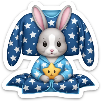 bunny with star pajamas and blanket sticker