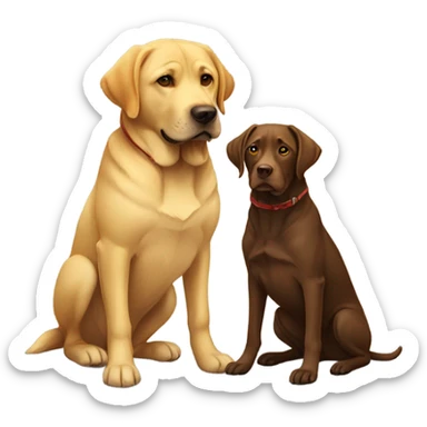 A brown lab and a yellow lab sitting sticker