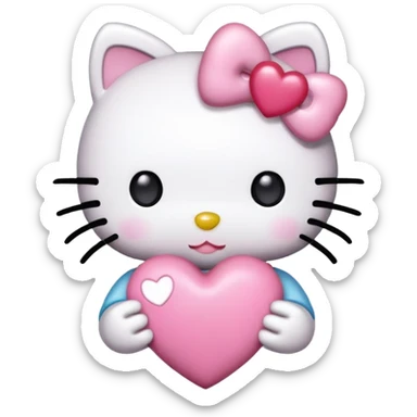 pink hello kitty heart being held by hello kitty sticker
