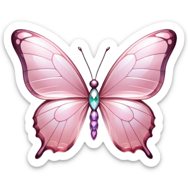 Light pink rainbow glass crystal butterfly sticker