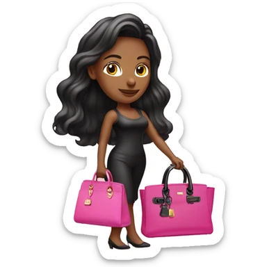 Pretty women holding pink and black birkin bag sticker