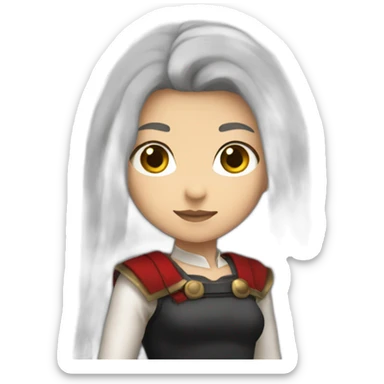 rpg-girl-with-long-white-hair-and-red-skirt and black tights sticker