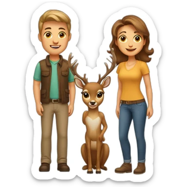 Deer family mom dad boy sticker