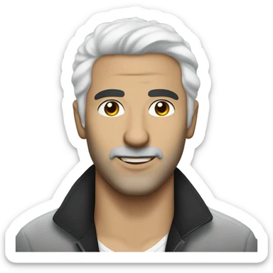 Create an emoji of singer Boaz Sharabi with some white hair and stubble instead of a beard sticker