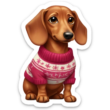 cute dachshund wearing sweater and bows sticker