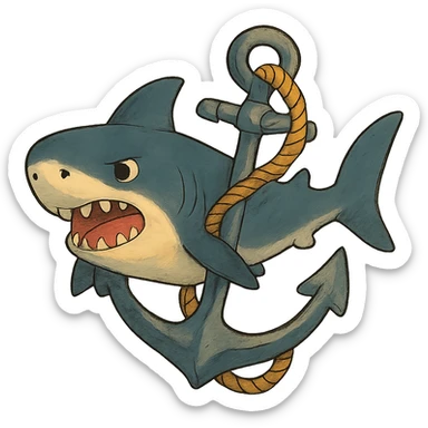 ghibli style shark anchor sticker