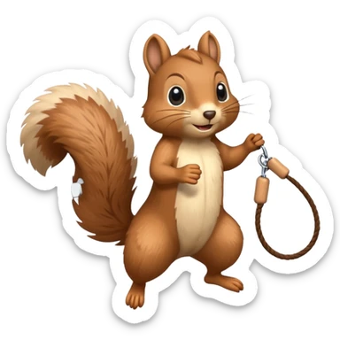 Squirrel playing jump rope sticker