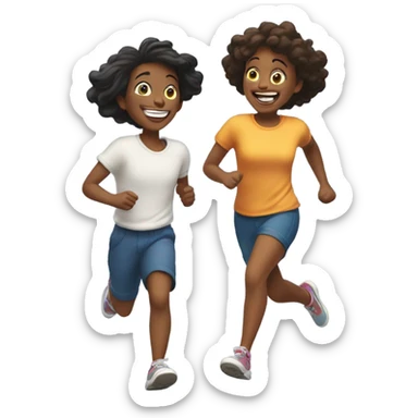 2 besties running away  sticker