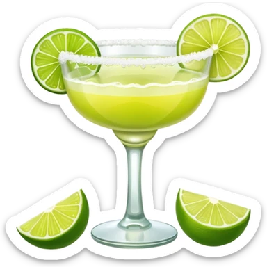 Margarita – glass with salted rim, lime wedge sticker