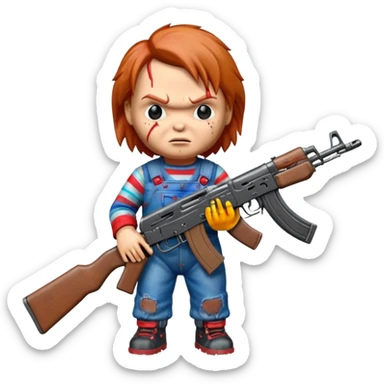 Chucky Doll with ak sticker
