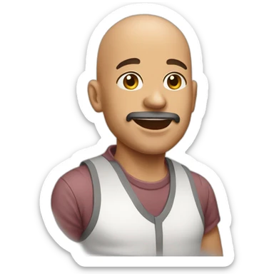 Bald man 41 year old eating meat  sticker