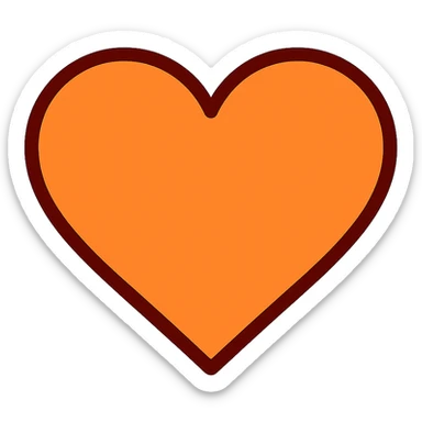 orange heart icon with colored outline sticker