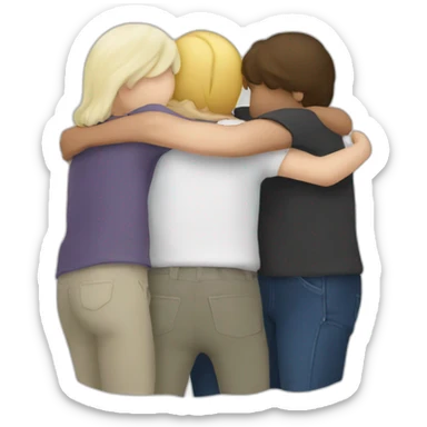 four white friends hugging sticker