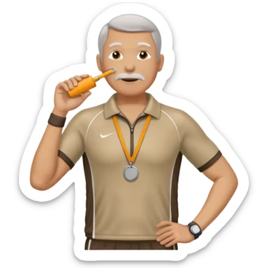 middle-aged track coach with whistle full body sticker
