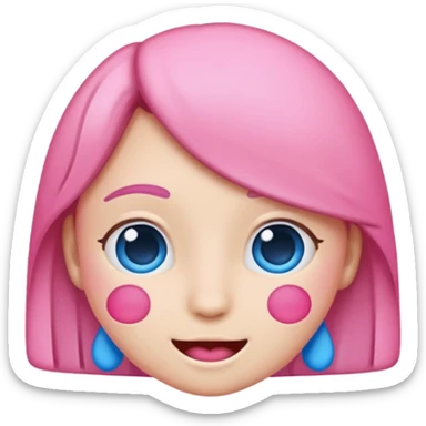 I would like a 67 emoji with pink and blue coloring, please sticker