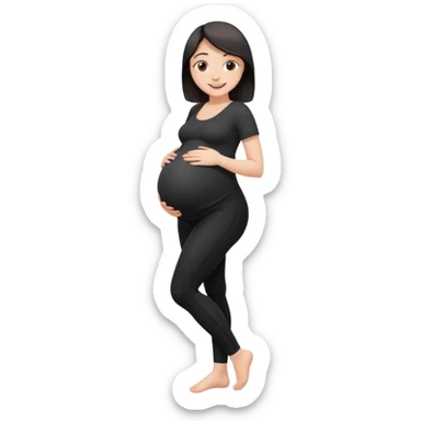 femme belly stuffing enceinte legging noir  sticker