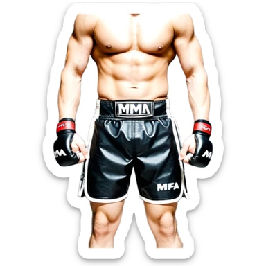 Черные перчатки и надпись на них MMA sticker