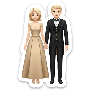 full-length romantic couple in evening outfits sticker
