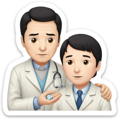 doctor black hair attending to a old man  sticker