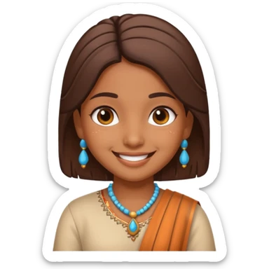 an ios genmoji for a cute indian girl sticker