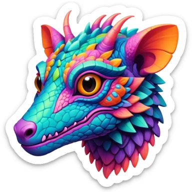 Dark vibrant pastel bright neon colorful edgy exotic painted Fakémon-Pokémon-Vernid-creature sticker