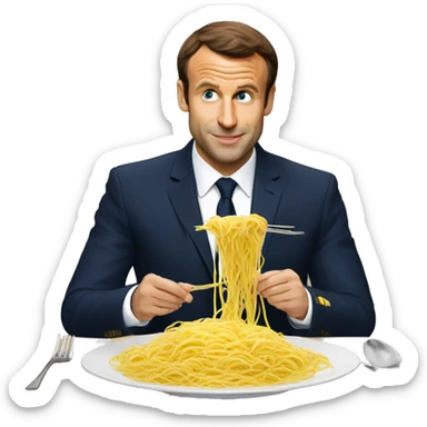 Macron qui mange des spaghettis  sticker