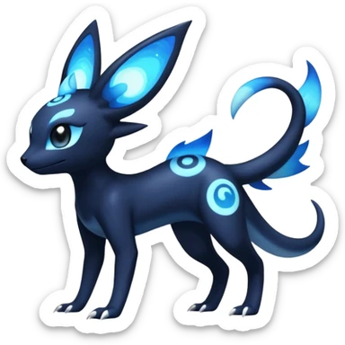 Nebulae Salandit-Meowstic-Umbreon-Fakémon-hybrid-creature (full body)  sticker