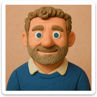 Make this portrait emoji more colorful with vibrant pastel tones, a friendly expression, visible clay texture, showing head and shoulders only in claymation style. sticker