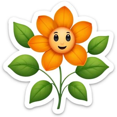 Green stem, white bud with black cartoony face: ;p. And six heart shaped yellowish orange petals sticker