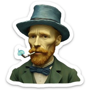 Vincent Van Gogh with a hookah sticker