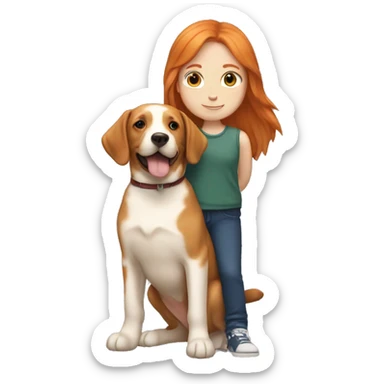 Ginger girl holding a Labrador  sticker