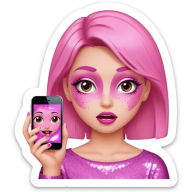 glitter pink girl naughty selfie sticker