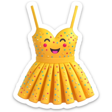 party dress, sparkling and glamorous, 3D emoji style sticker