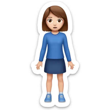 Chica grande  asustada de cuerpo completo con pelo castaño  sticker