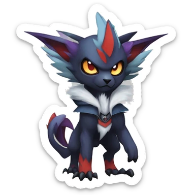 Cool Dark Edgy Absol-Noivern-Quilava-Litten-Pokémon with edgy stripes hoodie spiked collar punk Full Body sticker