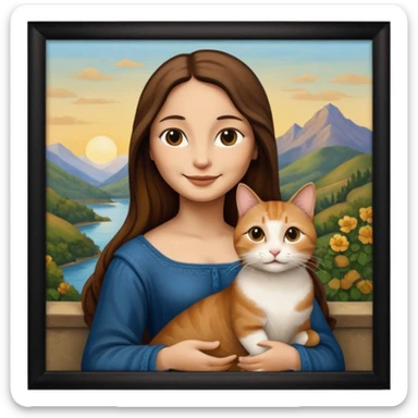 frame, painting, Mona Lisa, with cat sticker