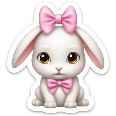 baby bunny wearing pink bow on ear sticker