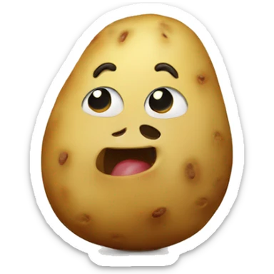 A potato with a cute face sticker