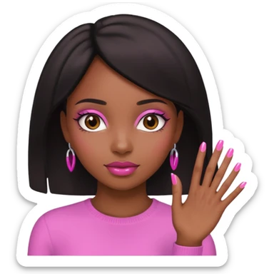 Black girl hand pink nails sticker