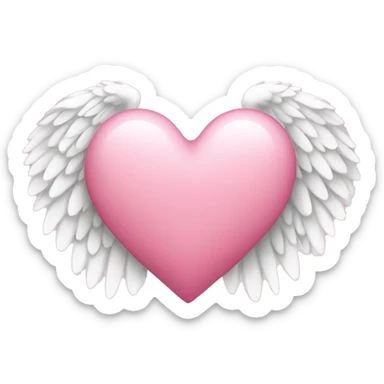 Pink heart white wings sticker