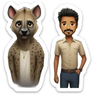 hyena and thalapathy vijay from the tamil movie leo sticker
