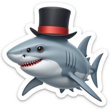 Shark with a top hat sticker