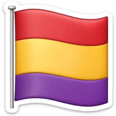 Un emoji de una bandera con tres franjas horizontales iguales, la de arriba roja, la del medio amarilla y la de abajo morada sticker