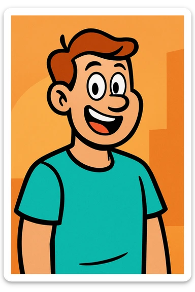 aquamarine t-shirt, cartoon style, bold lines sticker