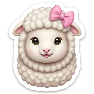 little white lamb with pink bow sticker